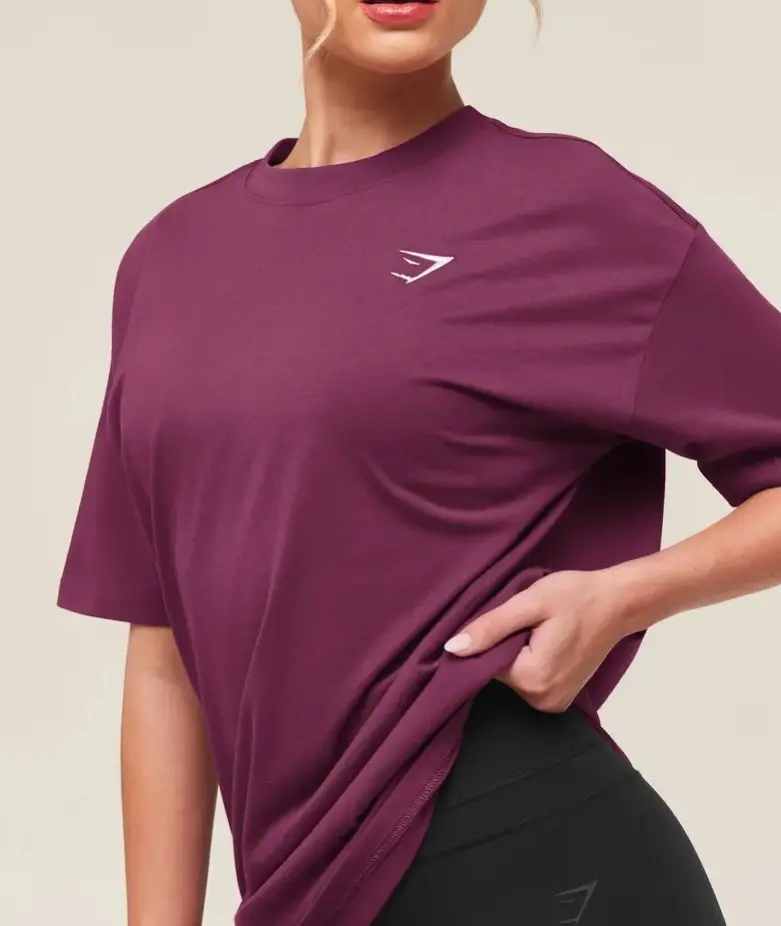Men's Short-Sleeve Gymshark Training Oversized T-Shirt - Strength Pink Cotton Gym Top, Relaxed Workout Fit