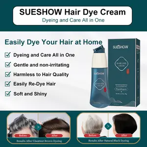 SUESHOW Hair Dye Cream ,Dyeing and Care All in One, Black Truffle Hair Dye Grey/White into Black or Brown Hair Plant Herbal Extract Haircare -Hair Color 3.17oz/90g