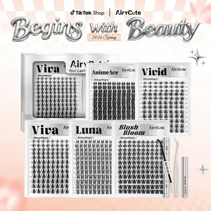AiryCute Manga Trendy Collection |  Upgrade U Lashes with Ultra-Dense, Waterproof, Long-Lasting Lashes | Fashion Wet Look | Beginner-Friendly DIY Lashes for a Flawless Voluminous Look | Trendy & Must-Have Clusters #SummerVibes