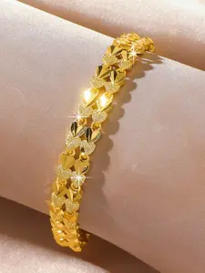 Mother's Day Gift High-Quality Dual-Row Jewelry, Ethnic Pattern Style, Heart Design Alloy Chain Bracelet, Perfect Gift for Boyfriend Friend, Women's Daily Accessory, Valentine's Day Present
