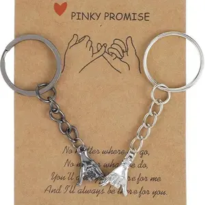 2Pcs Pinky Promise Keychains for Couples-Valentine Gifts for Girlfriend Boyfriend Best Friends