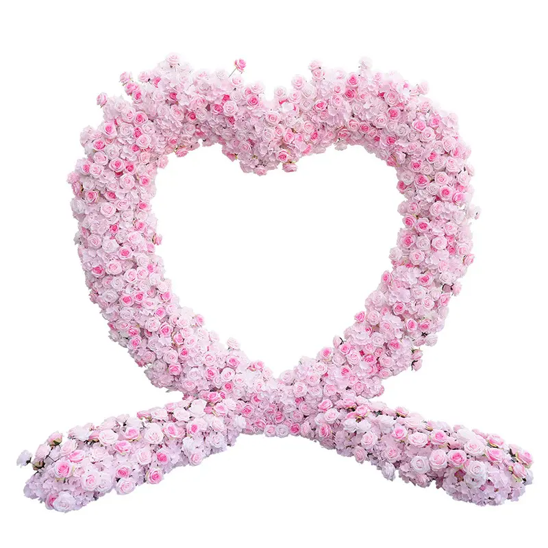 S-A7448 Luxury Pink Heart-Shaped Shelf Floral Arrangement Wedding Arch Decor