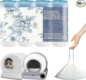 80 Count Waste Bags Compatible With MW-SC01/MW-SC02/MW-LR01 and Pet cove, Replacement Extra Large Cat Litter Box Liners, 4 Rolls Litter Waste Receptacles Bags