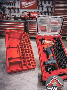 Milwaukee Packout Insert Compatible with M12 FUEL Stubby 3/8 in Impact Wrench, 43PC Socket Set, and Accessories for Tool Case 48-22-8435
