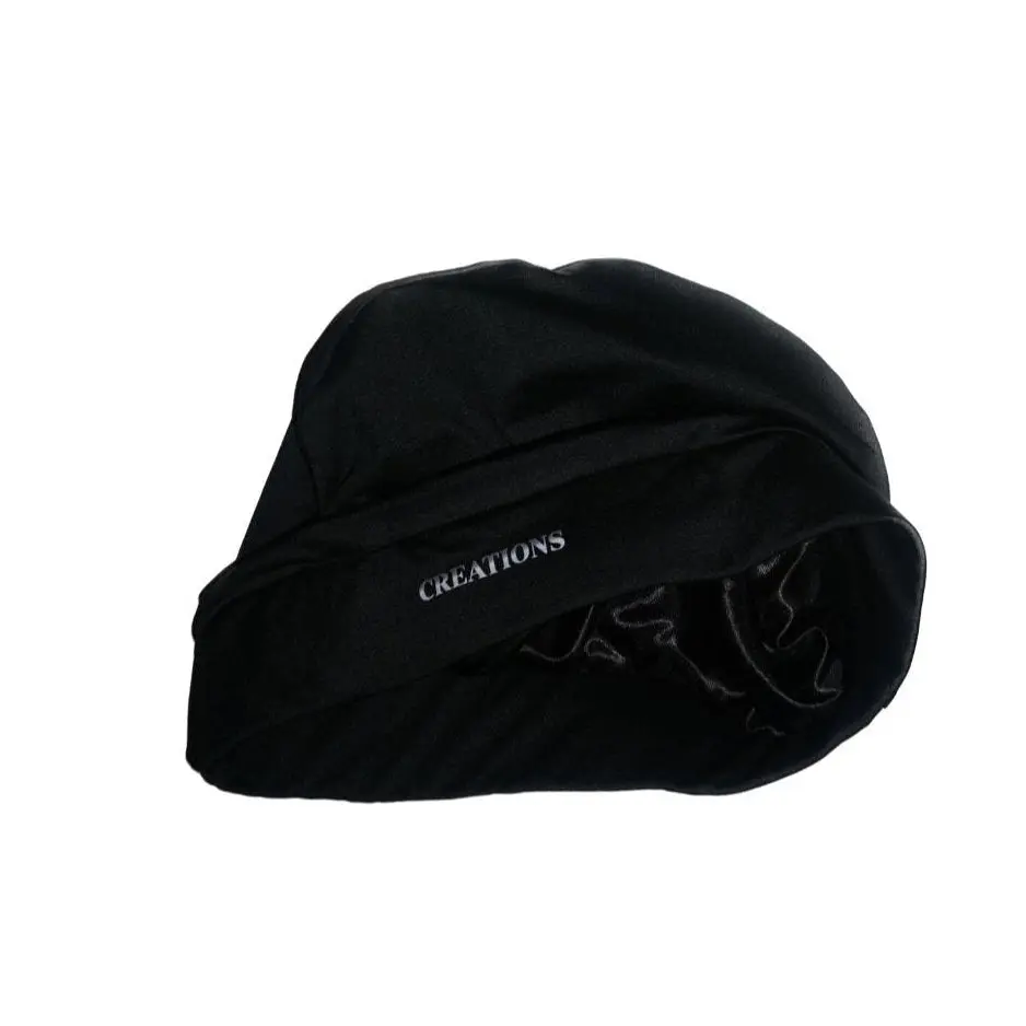 Creations Satin Lined Skull Cap Beanie Black Hair Bonnets