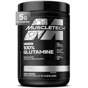 Muscletech 100% L-Glutamine Powder for Enhanced Muscle Recovery - Pure L Glutamine Muscle Growth Builder & Energy Boosting Nutritional Supplement for Men & Women - Unflavored, 60 Servings