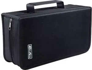 DVD Case, 128 Capacity CD/DVD Case Wallet Binder Storage Holder Booklet for Car Home Office and Travel (White binder, Black)