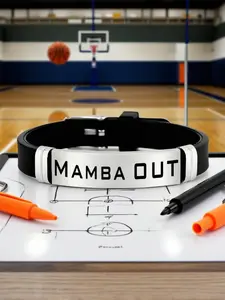 "mamba Out" Basketball Legend Retirement Silicone Bracelet, Personalized Sporty Stainless Steel Accessory, Perfect Gift for Mamba Fans