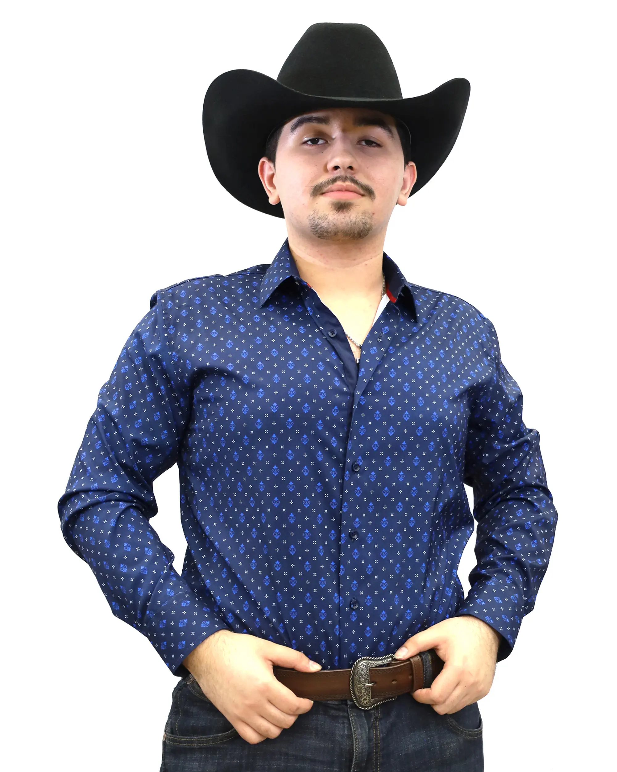 VS201L-FPMS-HFK-104-10-BLUE- Men's Vaquero Signature Fashion Shirts Menswear