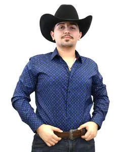 VS201L-FPMS-HFK-104-10-BLUE- Men's Vaquero Signature Fashion Shirts Menswear