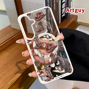 Magnetic Phone Case for Samsung Galaxy S24 Plus S25 Ultra S23 FE Ultra S22+ Western Cowboy Elements Pattern TPU Non-Yellowing Shockproof Anti-Scratch Stylish Smartphone Cover