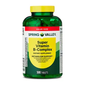 Spring Valley Super Vitamin B-Complex Supplement 500 Tablets - Metabolism Support, B Vitamins for Energy Boost, Healthcare & Fitness Edible