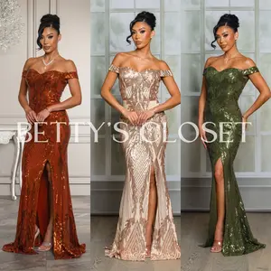 Isabella Sequin Off Shoulder Gown