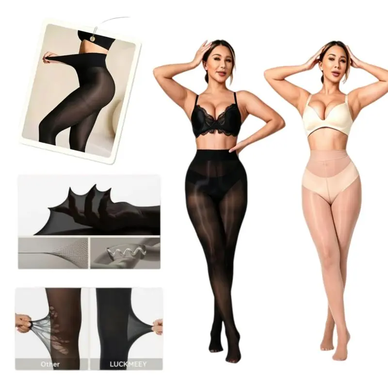 Plus Size Sheer Tights for Women (2-Pair), 20D Plain Glossy Nylon Elastane with a High-Stretch, Snag-Resistant Shaping Fit, Valentines Day, Everyday Wear, Women's Clothes, Nylon Content Is 50.7%, Slimming, Shiny Sheer Tights, Nylon Blend, Full Length