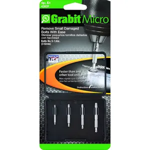 4507P Grabit  Broken Bolt Extractor 4 count Kit - Small Bolt and Screw Remover - Ideal for PC and  Repair -  The