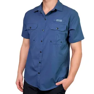 Baitium Men's UPF 50+ Outdoor Button Up Shirts - Vented Short Sleeve Poncho Shirt for Hiking Fishing Beachwear And All Outdoor Activities