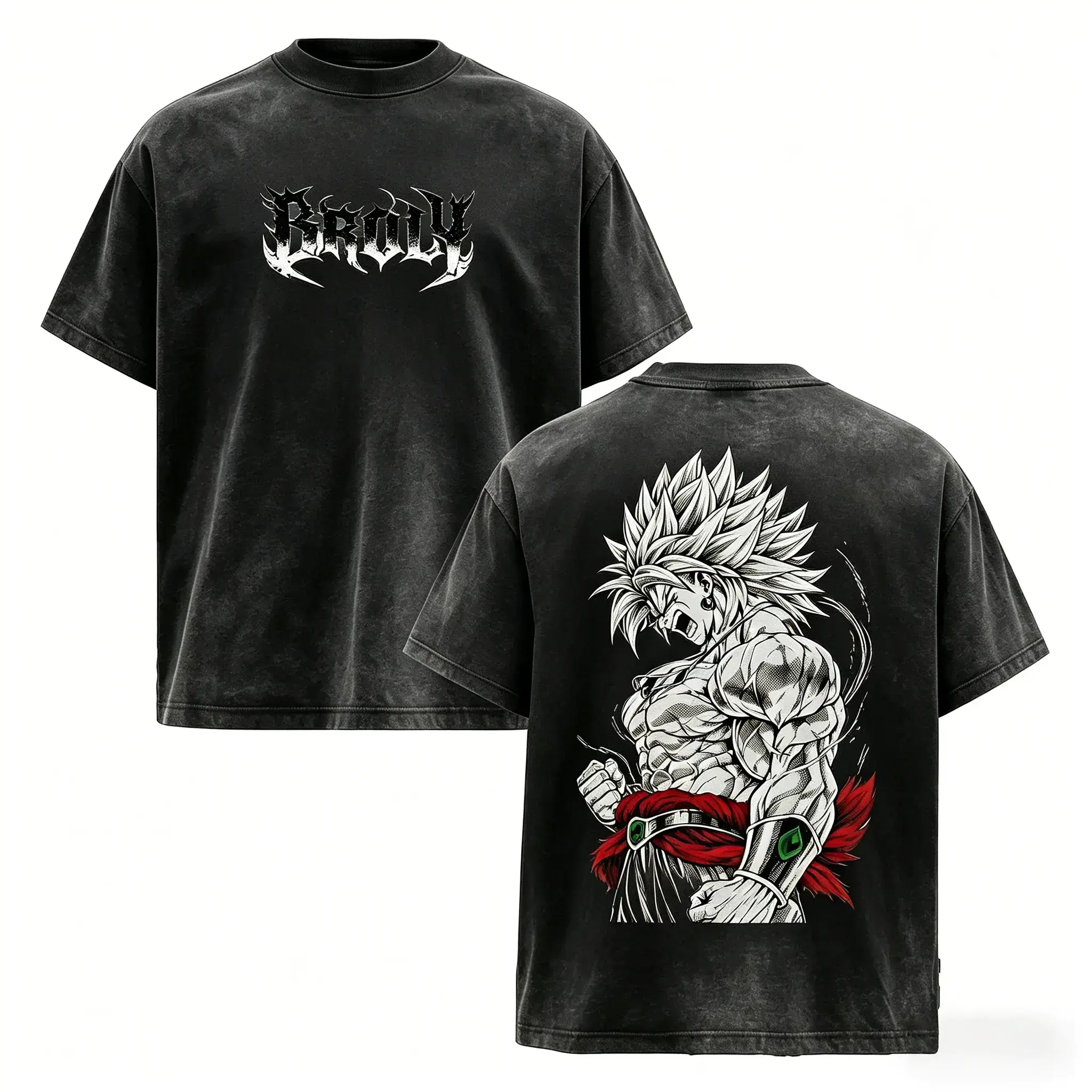 Broly The Legendary Vintage Washed Oversized Graphic Tee, DBZ Double Printed T-Shirt, Heavyweight Cotton Unisex Streetwear Top, Gym Pump Cover, Gift for Anime Fans wind breaker world tshirts book merch,funny graphic tee, men’s trendy t-shirts, deals,