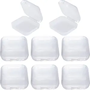 6pcs Clear Plastic Ear Plug Cases, 1.8cm Thicken Mini Jewelry Storage Cases, Small Portable Square Bead Storage Box Organizer for Earplugs Necklaces Handicrafts
