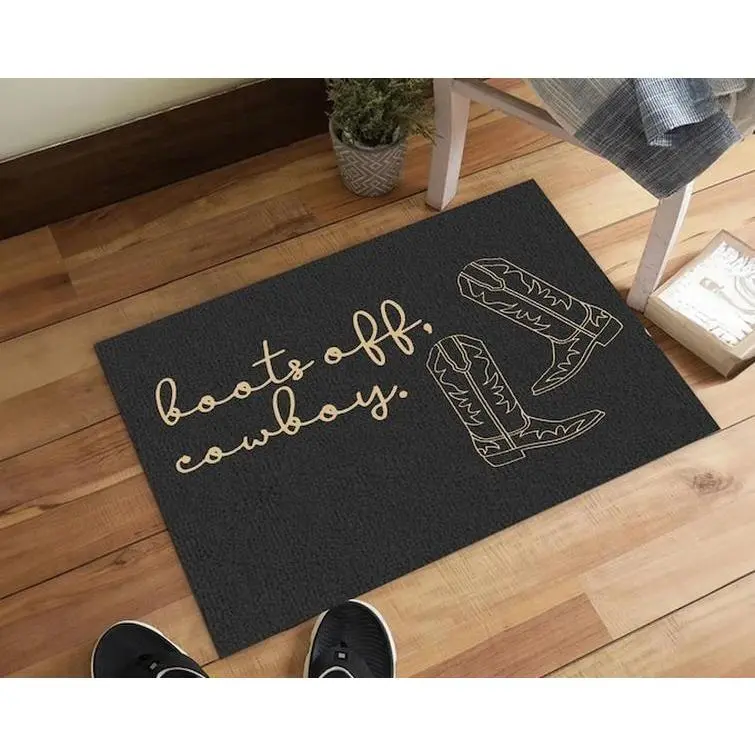 Boots Off Cowboy Western Doormat Non-Slip Quick Dry Diatom Mud Floor Mat - Coastal Cowgirl Aesthetic Room Decor, Modern Farmhouse Entryway Rug, Funny Welcome Mat for Apartment Indoor Kitchen Bathroom - Low Profile Washable Nashville Home Gift Idea, Cowboy