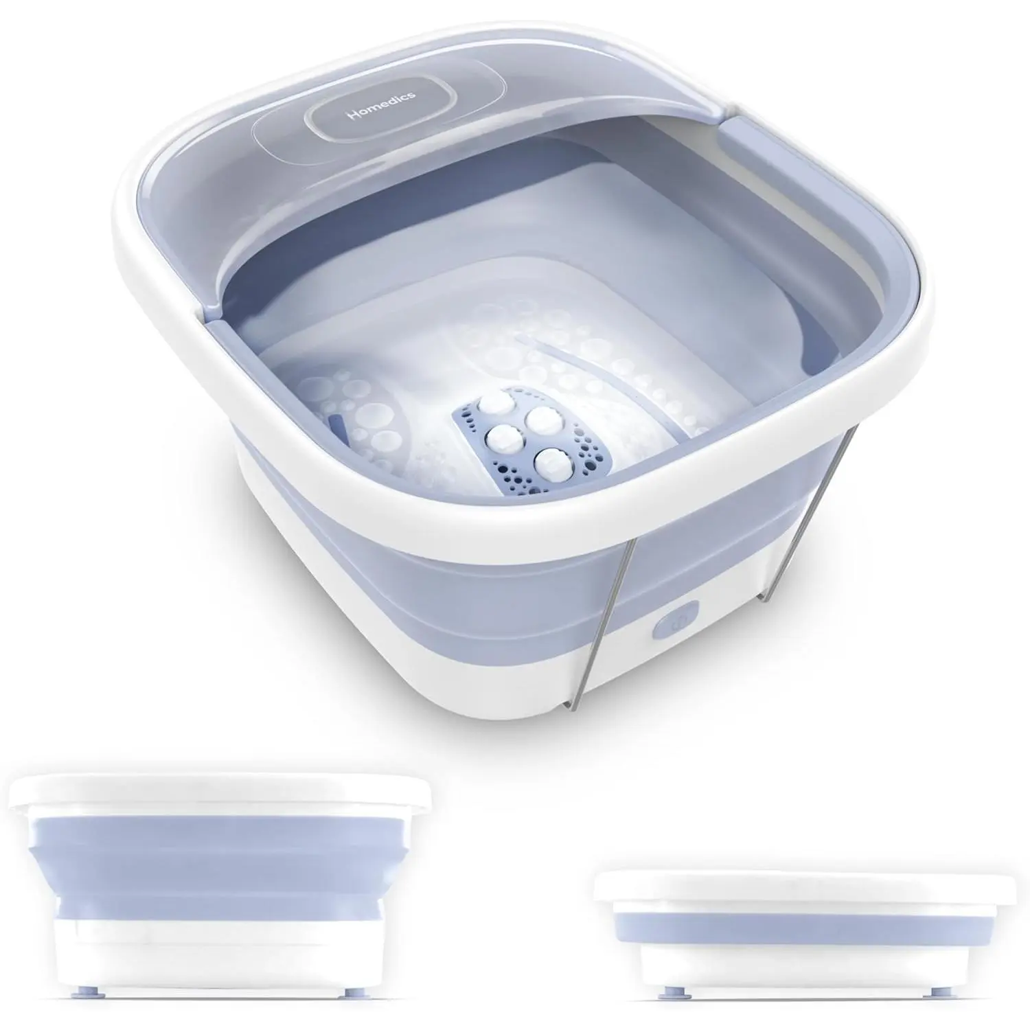 Collapsible Smart Footbath Tub for Bathroom - Heatkeep Technology, Patented Compact Design, Safety-Lock System, Invigorating Bubble Massage, Bath Salt Compatible, 2-Packet Bath Salts Included for Relaxation