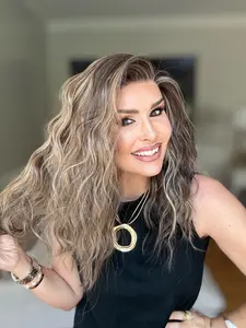 AISOM Mila Sunkissed Glow Water Wave Free Part Glueless Lace Front Wig with Scandinavian Hairline Low Density 120% 16 Inches Daily Use