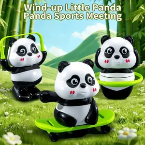 Wind-Up Panda Toys, 3PCS Cute Clockwork Panda Toys, Skipping/Hula Hoop/Skateboard Panda, Funny Moving Toys for Toddlers, Kids Party Favors, Birthday Gifts, No Battery Required