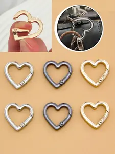 Heart-Shaped Metal Buckle for Bags and Luggage, Fashion Accessory Hook, Press Button Spring Ring, Durable Closure Hardware