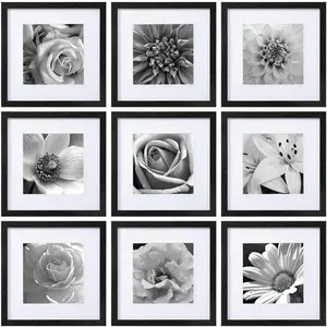 12x12 picture frames set of 9 classic gallery wall frame set displays 8x8 photo with mat or 12x12 without mat square collage wall decor black home decor for hanging
