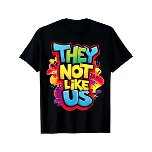 THEY NOT LIKE US T-Shirt Comfortable Short Sleeve Cotton Crew Neck T-Shirt, Casual Soft Men's T-Shirt Summer Tee Black Top