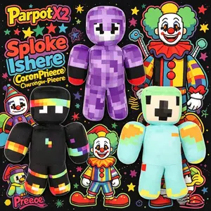 ParrotX2 SpokeIsHere ClownPierce Plush - Lifesteal SMP Minecraft Inspired Pixel Dolls