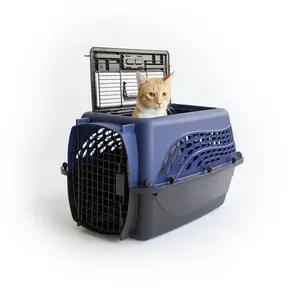 Pet Kennel Top Load 2-Door 24" Plastic Travel Pet Carrier for Pets up to 20 lbs,Sturdy and durable, Blue