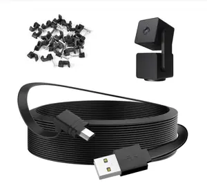 25FT/7.5M Power Extension Flat Cable Compatible with WYZE Cam Pan V3 Continuously, 90 Degree Micro USB Camera Charging Cable, L-Shape