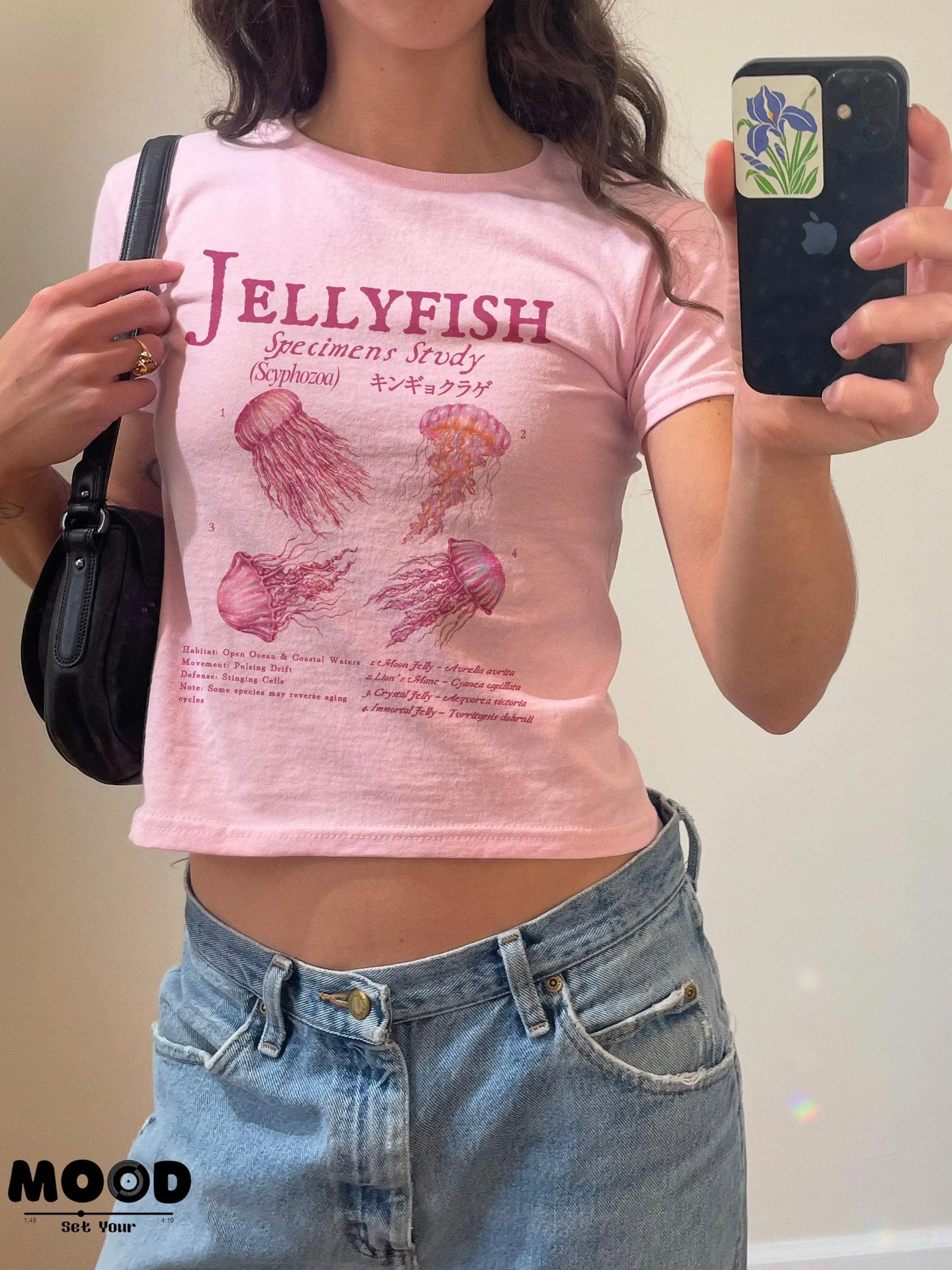 Jellyfish Y2k Baby Tee Aesthetic Jellyfish Crop Top Marine Biology Shirt Oceancore 90s Baby Tee Coquette Summer Beach Top Gift For Her