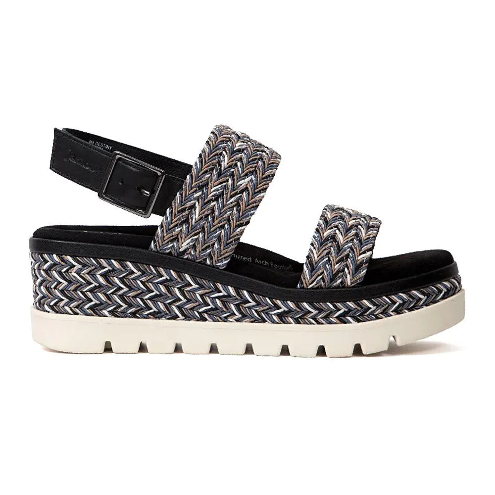 Jambu Womens Destiny Braided Slingback Casual Sandals Casual Mid Heel 2-3" - Black
