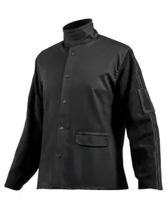 【Summervibes】VEVOR Flame Resistant Welding Jacket, Heavy Duty Split Cowhide Leather Sleeves + 9 oz. FR Pure Cotton Body, Heat-Resistant Welding Safety Jacket for Welder Fitters - XXL Size