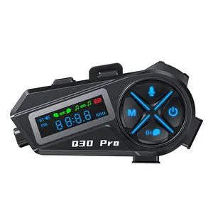 Motorcycle Helmet Bluetooth Intercom,Helmet Wireless Headset with LED HD Digital Display/IP56 Waterproof/Music Sharing/Intercom Distance 500M/FM Radio/1000 mAh Battery (2 in 1 Mic) Motorbike