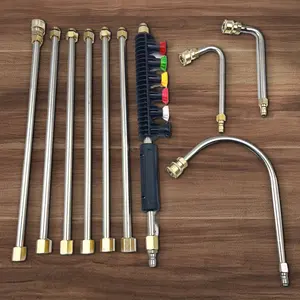 10Pcs Washer Extension Wand Set Water Gun Nozzle Extension Rods Set Car Washer Nozzles Cleaning Tools with 6 Adjustable Nozzles 4000PSI 1/4 Quick Connect