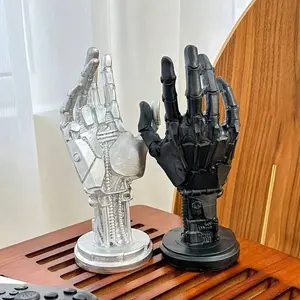 Futuristic Cyberpunk Mechanical Arm Statue, Game Controller and Headset Stand, Unique Desktop Decoration for Gamers and Men, Perfect Gift for Halloween, Christmas and Valentine's Day