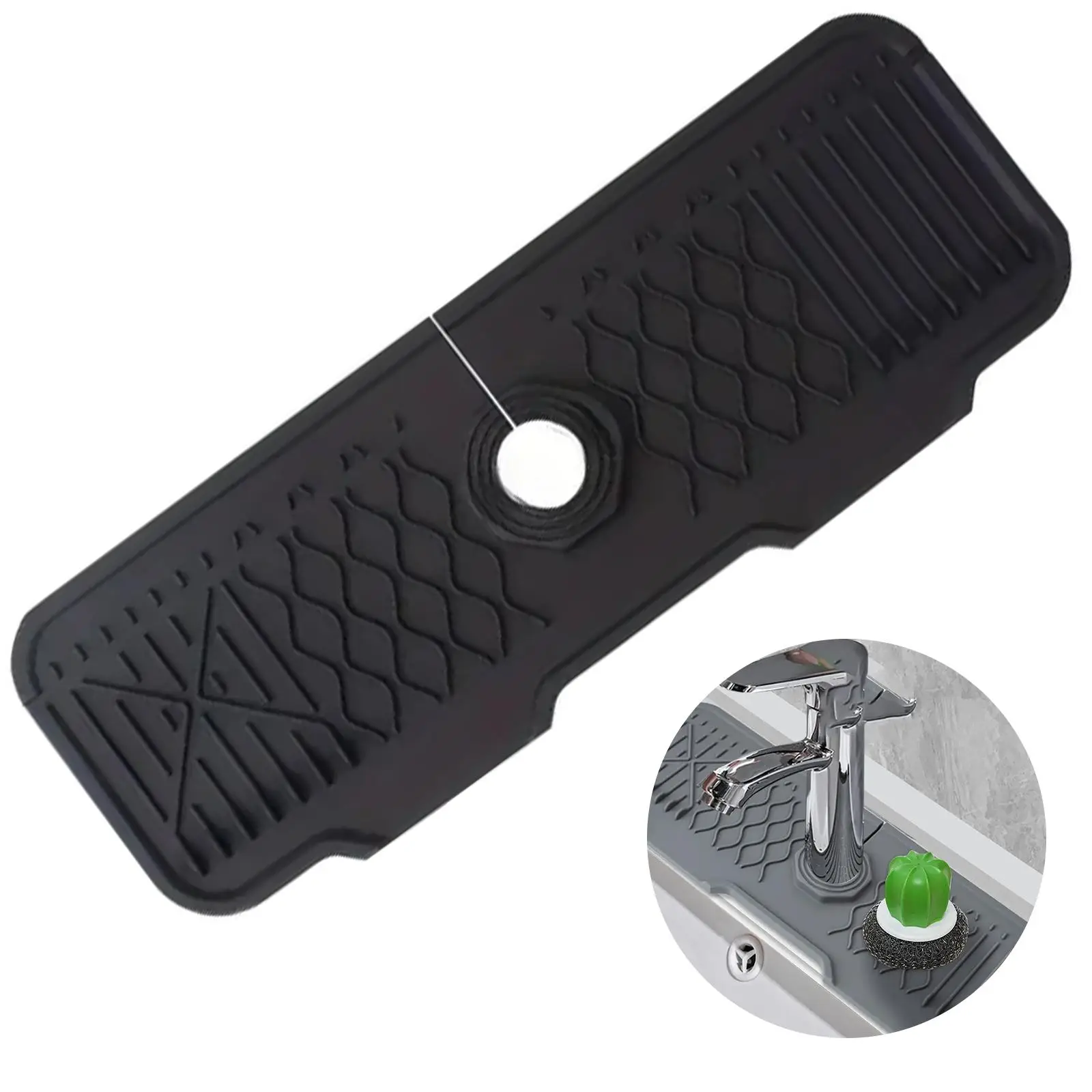 Silicone Faucet Splash Mat, 1 Count Foldable Design Faucet Splash Guard, Bathroom Fixture Accessories for Sink Toilet Kitchen Interior, Splash Pad, Wa