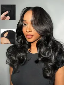 V Part Wig Human Hair Body Wave Loose Body Wigs Glueless No Leave Out Upgrade 18 Inch U Part Wigs Human Hair Clip In Half Wigs 100% Real Human Hair Elastic Drawstring For Women 180% Density Nutural