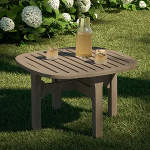 Saratoga Square Outdoor Patio Teak Wood Side Table in Weathered Gray