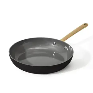 Drew Barrymore 10 Inch Black Sesame Ceramic Non-Stick Fry Pan for Cooking - Cookware Aluminium Matte
