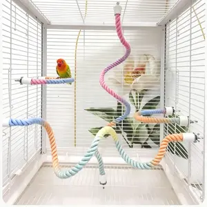 Bendable Gradient Bird Perch Rope, 3PCS Colorful Parrot Cage Toy, Cotton Climbing Swing Perches for Small to Medium Birds