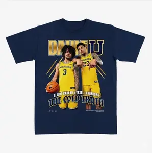 Elliot Cadeau & Yaxel Lendeborg Graphic Adults and Youth T-shirt, “The Cold Truth” DAUWN Style Design, Casual Crew Neck Tees, Gift for Michigan Basketball Fans, Streetwear
