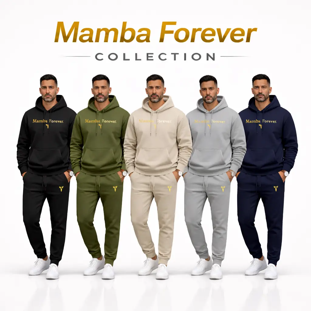 Men's Mamba Mentality printed hooded drawstring tracksuit, a casual two-piece set including a hoodie and sweatpants, perfect for autumn and winter, suitable for indoor and outdoor activities, a men's everyday sports and leisure outfit.