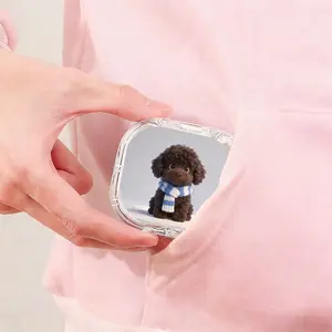 Blue White Striped Scarf Black Teddy Printed Retainer Box, Healing Style Denture Storage Box, Adult Children Universal Orthodontic Retainer Box, Lightweight Portable Invisible Braces Box