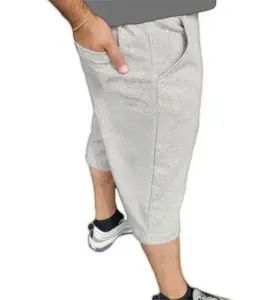 Mens Elastic  Workout Gym Joggers 3/4 Shorts Summer Casual Sweat Short Pants with Pockets  13OZ