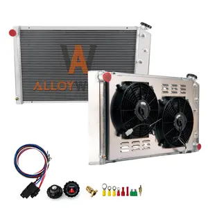 AlloyWorks 4 Row Radiator with Shroud Fan For 1968-1990 Chevrolet Chevelle GTO Impala Caprice C10 C20
