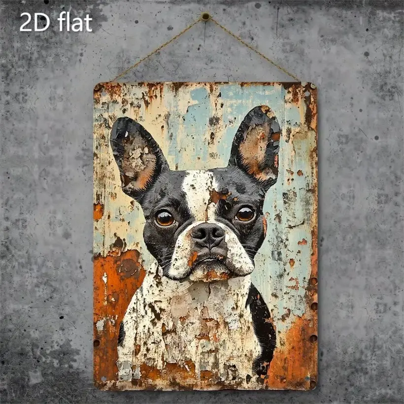 Boston Terrier Tin Sign 8x12 Inch Vintage Metal Wall Decor for Home Bar
