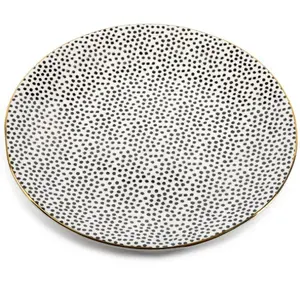 Stoneware Dinner Plate, Black & White, 10.40 x 10.40 x 1.20 Inches